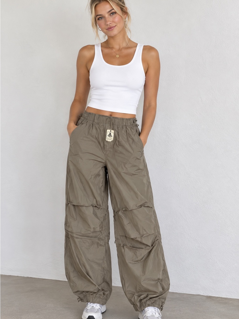 easel Taupe Track Pants with Cream Tag